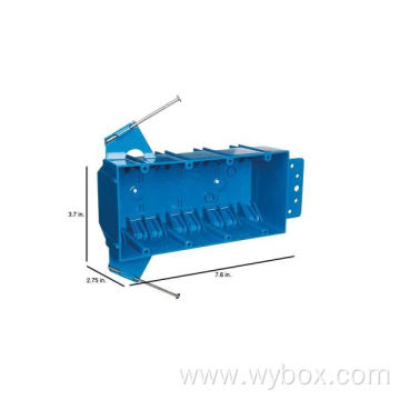4-Gang Blue Plastic New Work Standard recessed outlet box Rectangular Wall Electrical Box power switch box